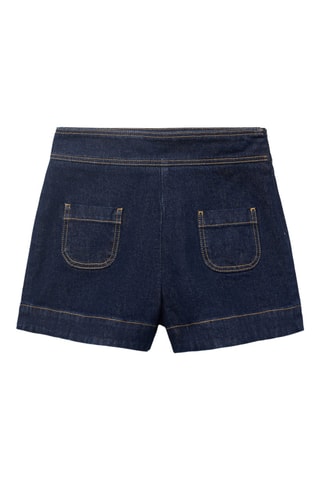 Short en jean taille haute avec poches - Bleu