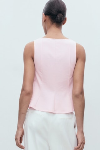 Haut péplum détails coutures - Rose pastel