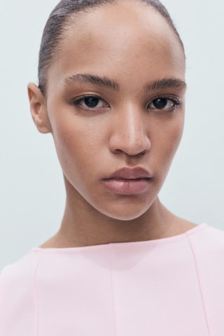 Haut péplum détails coutures - Rose pastel