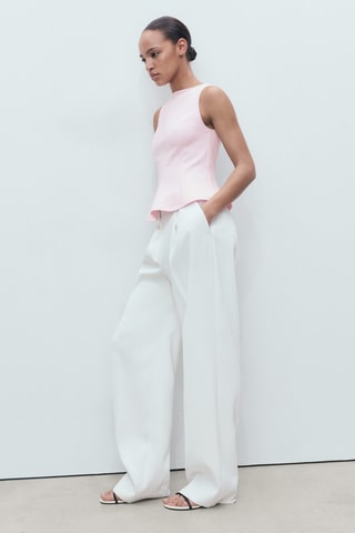 Haut péplum détails coutures - Rose pastel