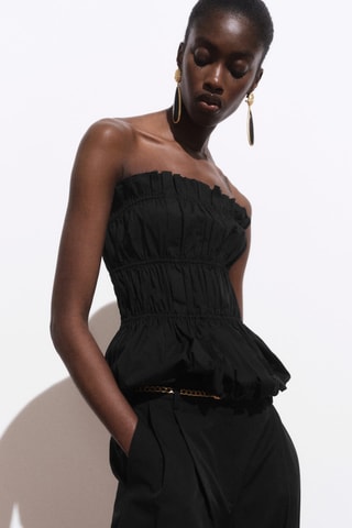 Top bustier froncé - Noir