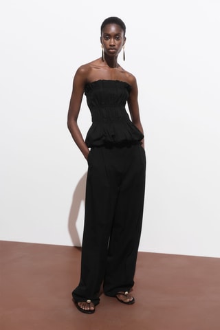 Top bustier froncé - Noir