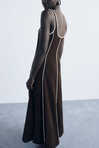 Robe coton à rayures - Marron