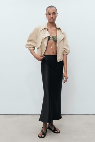 Jupe longue satinée - Noir