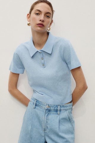 Bermuda en jean taille normale à pinces - Bleu clair