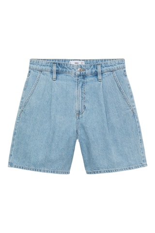 Bermuda en jean taille normale à pinces - Bleu clair