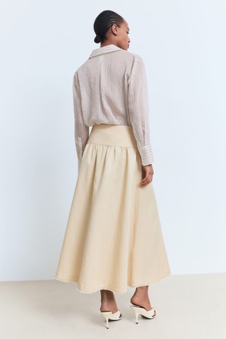 Jupe midi bords effilochés - Jaune