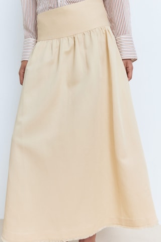 Jupe midi bords effilochés - Jaune