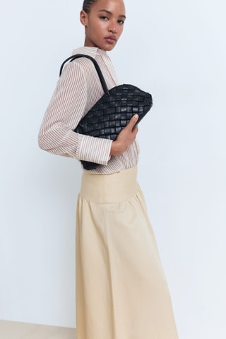 Jupe midi bords effilochés - Jaune