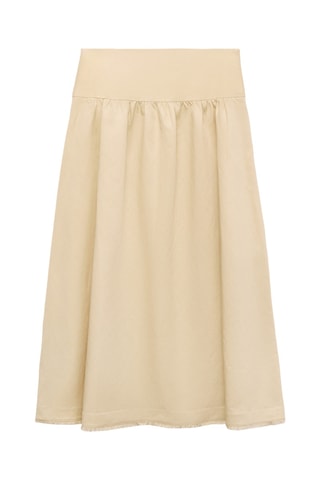 Jupe midi bords effilochés - Jaune