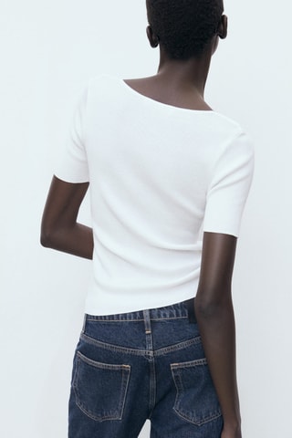 Pull-over côtelé combiné - Blanc