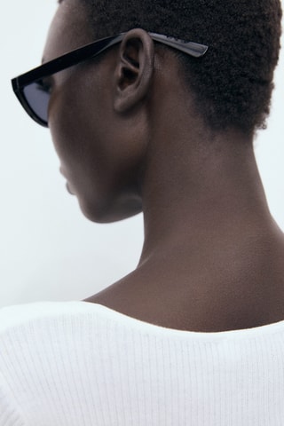 Pull-over côtelé combiné - Blanc