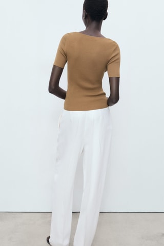 Pull-over côtelé combiné - Marron