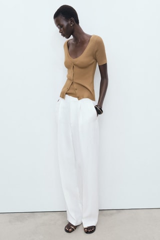 Pull-over côtelé combiné - Marron