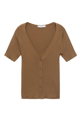 Pull-over côtelé combiné - Marron