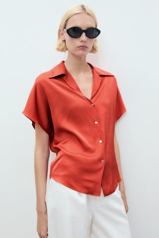 Chemise fluide manches courtes - Rouge