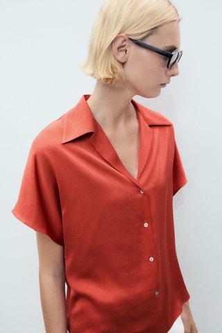 Chemise fluide manches courtes - Rouge