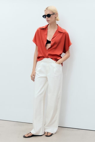 Chemise fluide manches courtes - Rouge