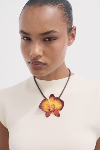 Robe évasée maille col montant - Ecru