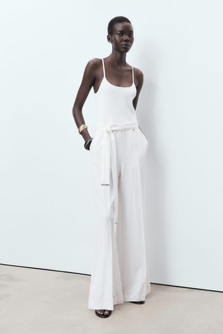 Combinaison assortie avec ceinture - Blanc cassé