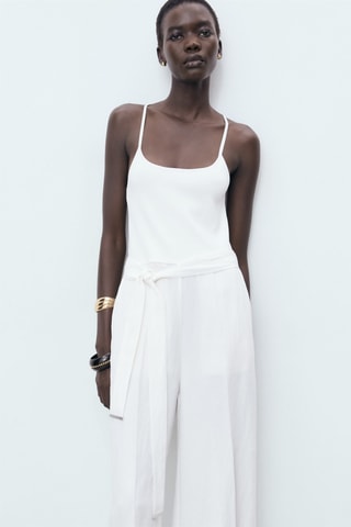 Combinaison assortie avec ceinture - Blanc cassé