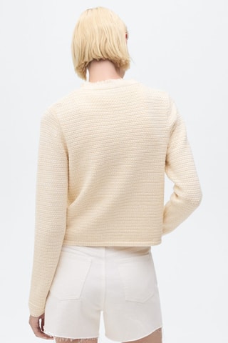 Cardigan maille bords effilochés - Ecru