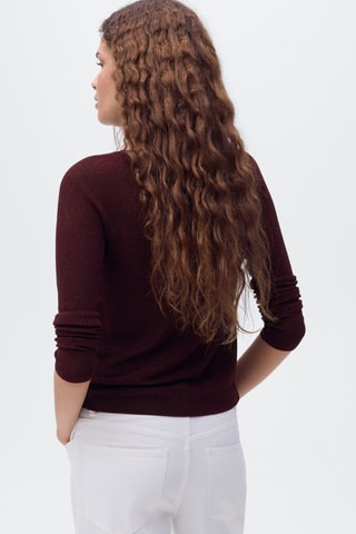 Pull-over Lurex col V - Lie-de-vin