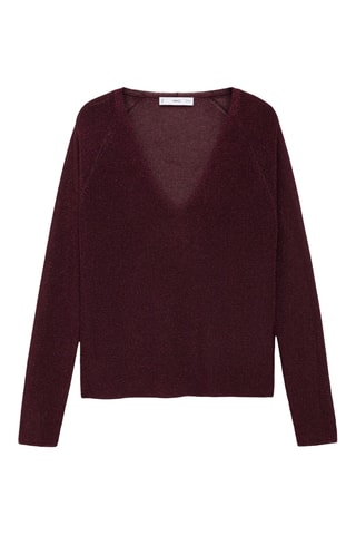 Pull-over Lurex col V - Lie-de-vin