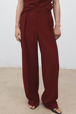 Pantalon droit pinces - Rouge