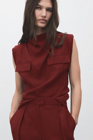 Pantalon droit pinces - Rouge