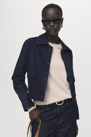 Veste denim poches - Bleu