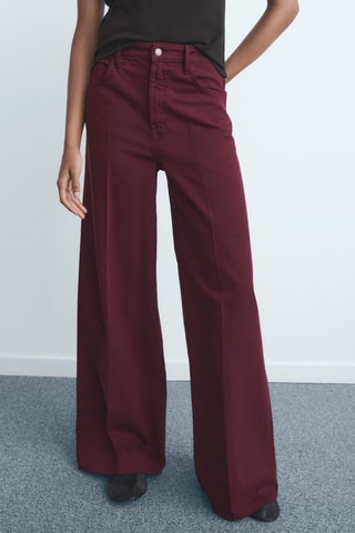 Jean large taille haute - Lie-de-vin