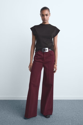 Jean large taille haute - Lie-de-vin