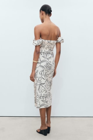 Robe bustier à fleurs - Blanc cassé