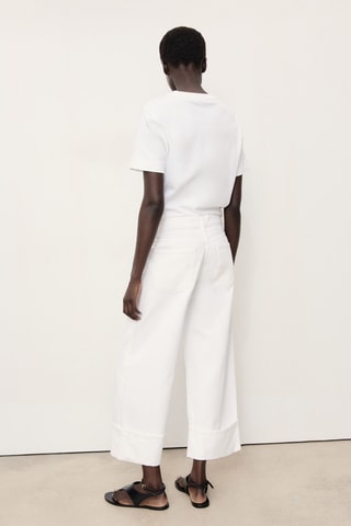 Jean wideleg crop revers à l'ourlet - Blanc