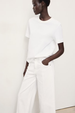 Jean wideleg crop revers à l'ourlet - Blanc