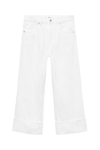 Jean wideleg crop revers à l'ourlet - Blanc