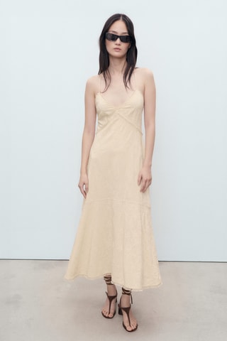 Robe midi brodée - Ecru