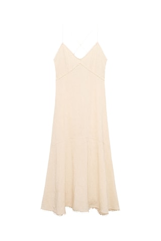 Robe midi brodée - Ecru