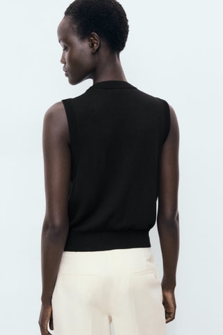 Gilet maille fine boutons - Noir