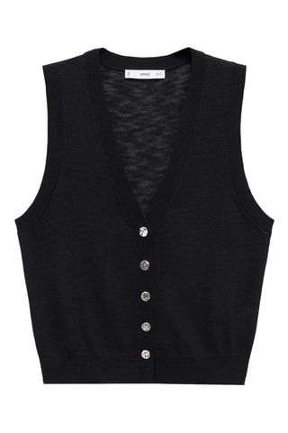 Gilet maille fine boutons - Noir