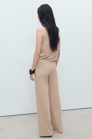 Top en maille col V - Gris clair