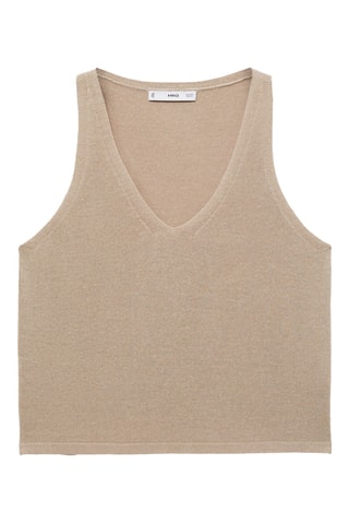 Top en maille col V - Gris clair