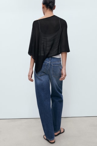 Cape en maille asymétrique - Noir