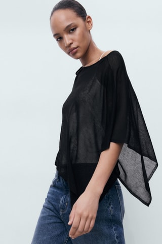 Cape en maille asymétrique - Noir