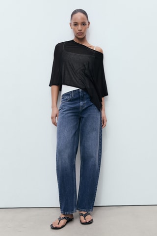 Cape en maille asymétrique - Noir