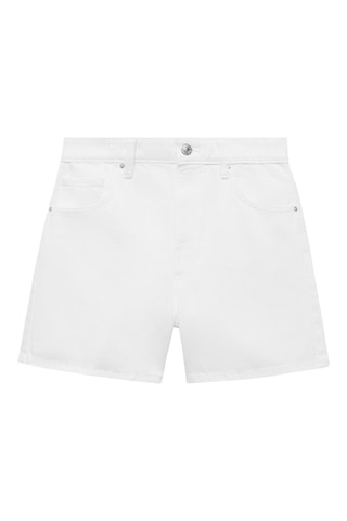 Short en jean droit taille haute - Blanc