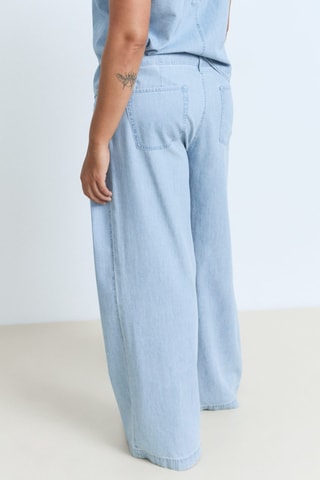 Pantalon denim wideleg taille normale - Bleu clair