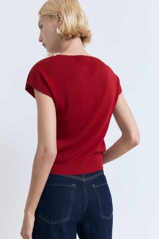 Pull-over maille fine manches courtes - Rouge