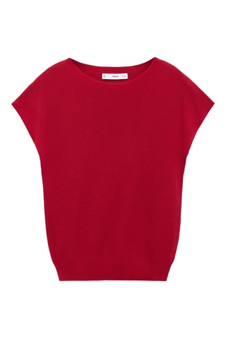 Pull-over maille fine manches courtes - Rouge